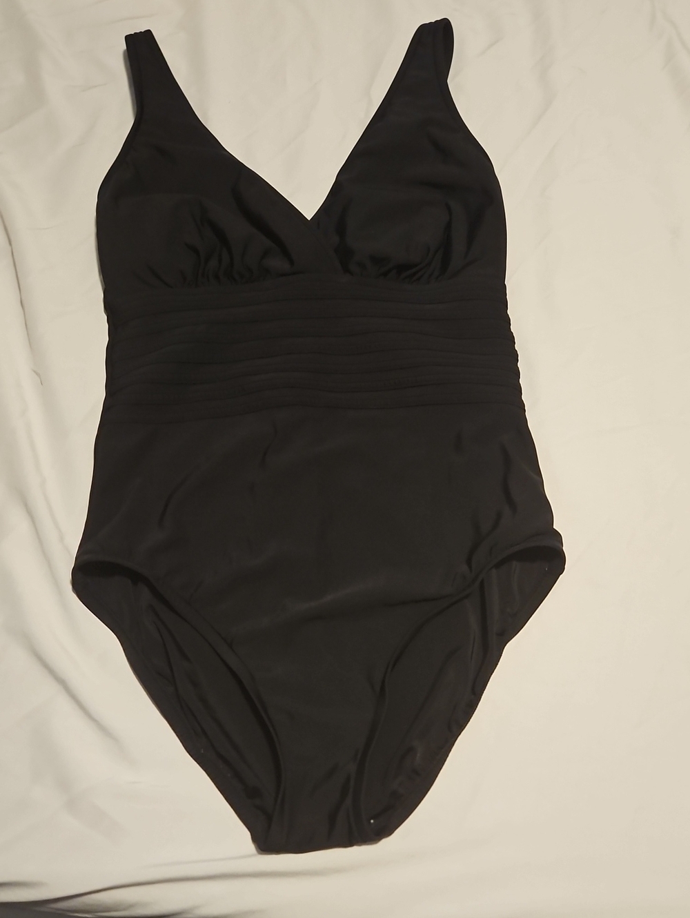 Black One-Piece Swimsuit - V-Neck Tummy Control